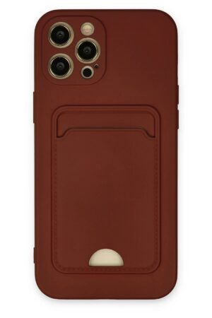 iPhone 12 Pro Max Kılıf Kelvin Kartvizitli Silikon - Bordo-(5796)