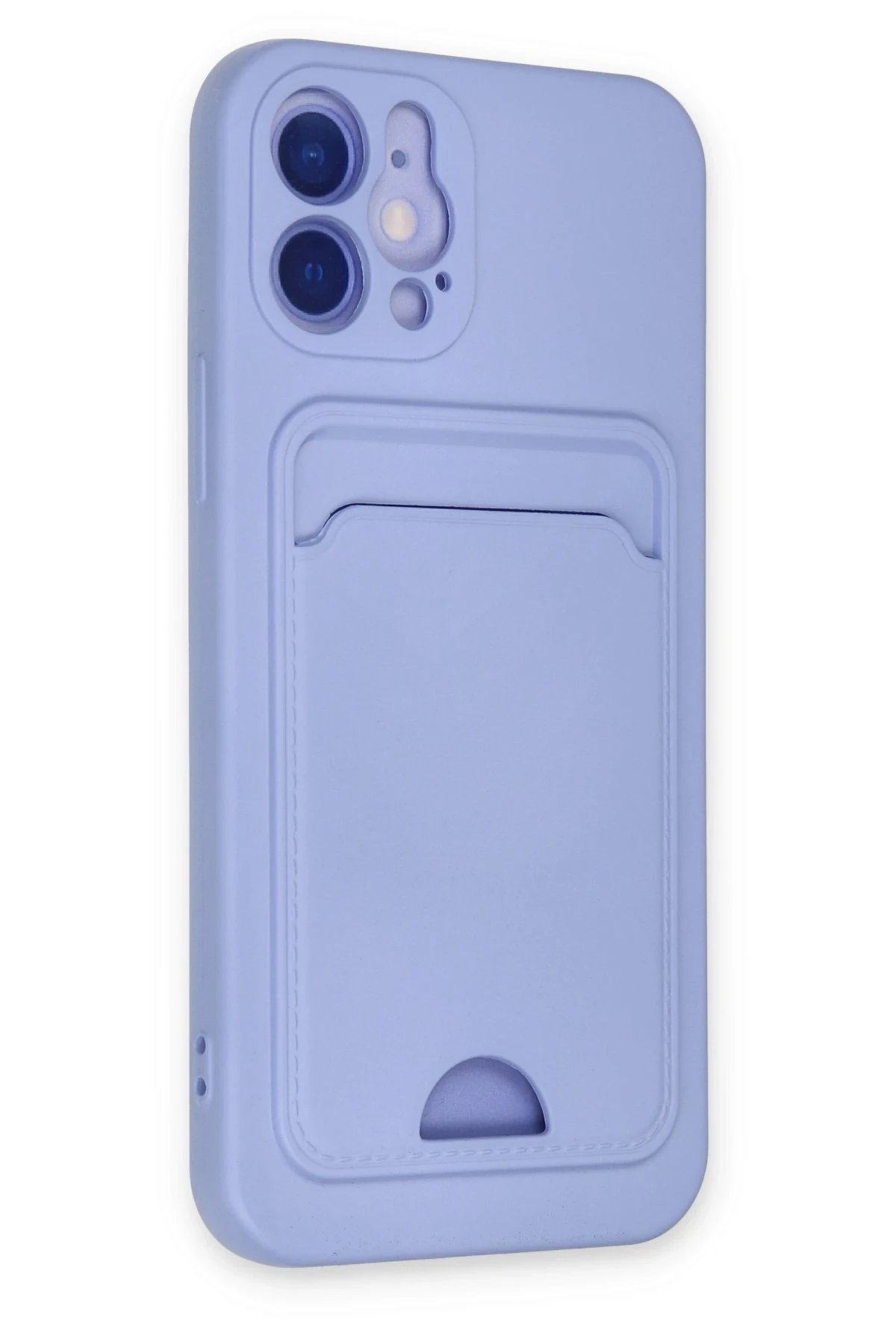 iPhone 12 Kılıf Kelvin Kartvizitli Silikon - Lila-(5796) - Görsel 2