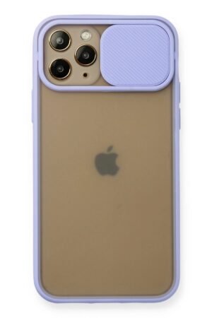 iPhone 11 Pro Kılıf Palm Buzlu Kamera Sürgülü Silikon - Lila-(5796)