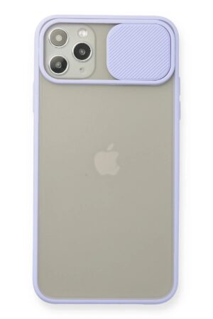 iPhone 11 Pro Max Kılıf Palm Buzlu Kamera Sürgülü Silikon - Lila-(5796)