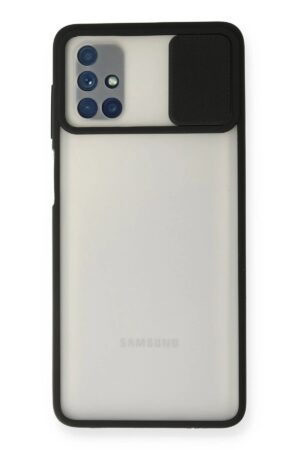 Samsung Galaxy M51 Kılıf Palm Buzlu Kamera Sürgülü Silikon - Siyah-(5796)