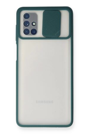 Samsung Galaxy M51 Kılıf Palm Buzlu Kamera Sürgülü Silikon - Yeşil-(5796)