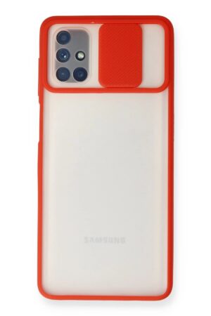Samsung Galaxy M51 Kılıf Palm Buzlu Kamera Sürgülü Silikon - Kırmızı-(5796)