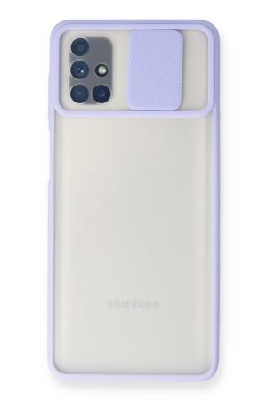 Samsung Galaxy M51 Kılıf Palm Buzlu Kamera Sürgülü Silikon - Lila-(5796)