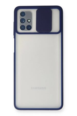 Samsung Galaxy M51 Kılıf Palm Buzlu Kamera Sürgülü Silikon - Lacivert-(5796)