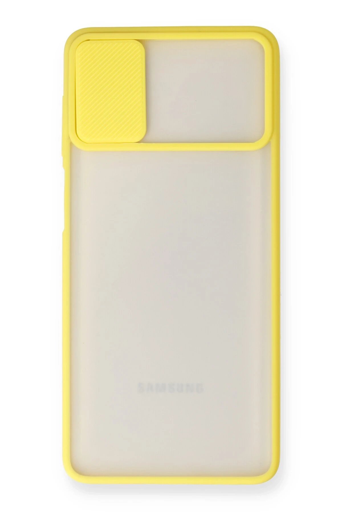 Samsung Galaxy M51 Kılıf Palm Buzlu Kamera Sürgülü Silikon - Sarı-(5796) - Görsel 2