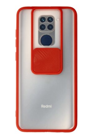 Xiaomi Redmi Note 9 Kılıf Palm Buzlu Kamera Sürgülü Silikon - Kırmızı-(5796)