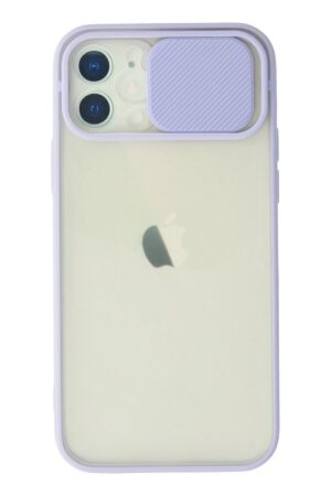 iPhone 12 Kılıf Palm Buzlu Kamera Sürgülü Silikon - Lila-(5796)