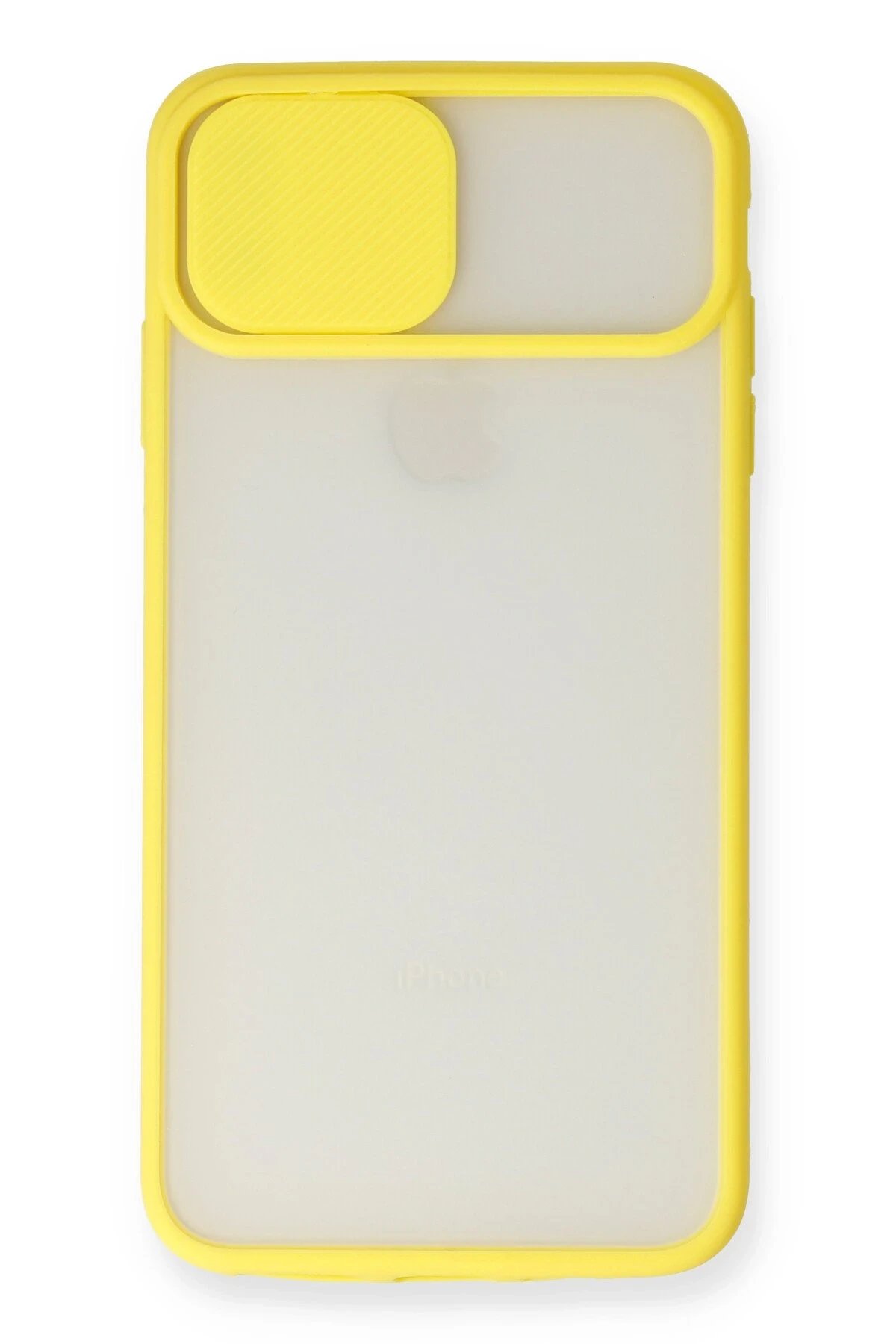 iPhone XS Max Kılıf Palm Buzlu Kamera Sürgülü Silikon - Sarı-(5796) - Görsel 2