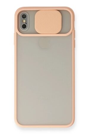 iPhone XS Max Kılıf Palm Buzlu Kamera Sürgülü Silikon - Pembe-(5796)
