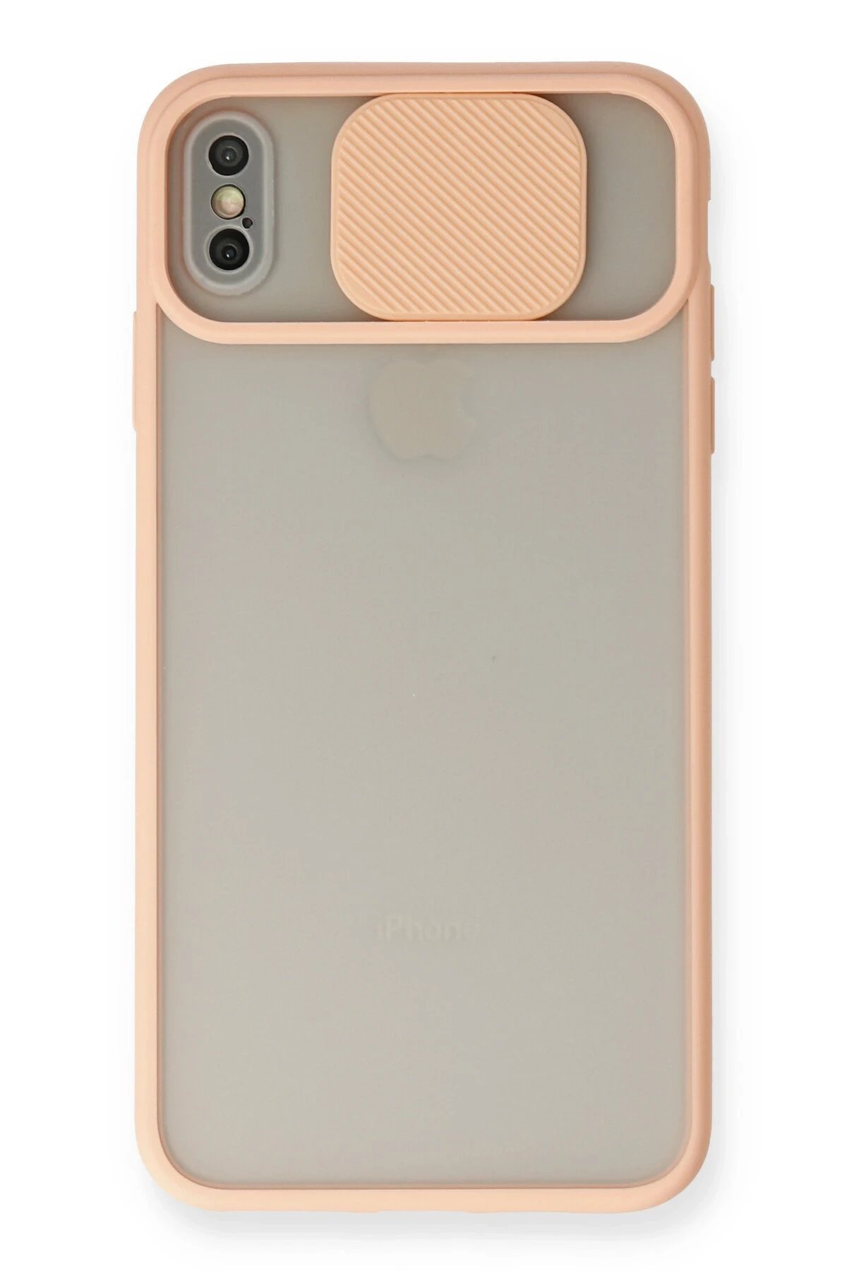iPhone XS Max Kılıf Palm Buzlu Kamera Sürgülü Silikon - Pembe-(5796)