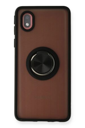 Samsung Galaxy A01 Core Kılıf Montreal Yüzüklü Silikon Kapak - Siyah-(5796)