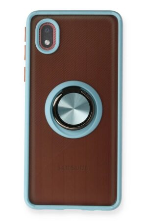 Samsung Galaxy A01 Core Kılıf Montreal Yüzüklü Silikon Kapak - Buz Mavi-(5796)