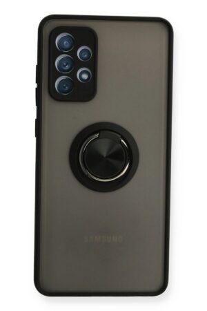 Samsung Galaxy A72 Kılıf Montreal Yüzüklü Silikon Kapak - Siyah-(5796)