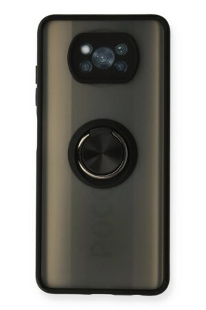 Xiaomi Pocophone X3 Kılıf Montreal Yüzüklü Silikon Kapak - Siyah-(5796)