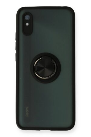Xiaomi Redmi 9A Kılıf Montreal Yüzüklü Silikon Kapak - Siyah-(5796)
