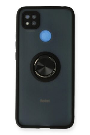 Xiaomi Redmi 9C Kılıf Montreal Yüzüklü Silikon Kapak - Siyah-(5796)