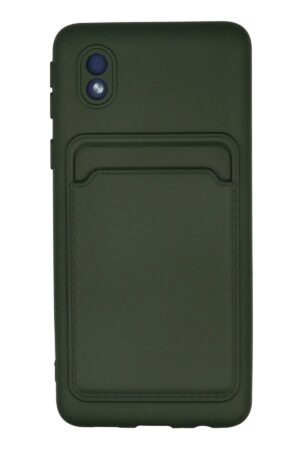 Samsung Galaxy A01 Core Kılıf Kelvin Kartvizitli Silikon - Koyu Yeşil-(5796)