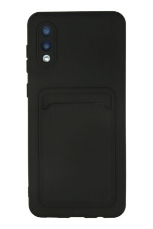Samsung Galaxy A02 Kılıf Kelvin Kartvizitli Silikon - Siyah-(5796)