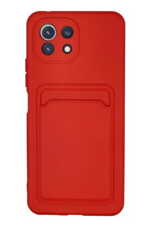 Xiaomi Mi 11 Kılıf Kelvin Kartvizitli Silikon - Kırmızı-(5796)