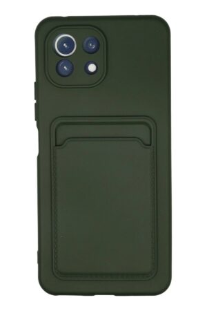 Xiaomi Mi 11 Kılıf Kelvin Kartvizitli Silikon - Koyu Yeşil-(5796)