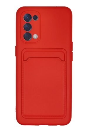 Oppo Reno 5 Kılıf Kelvin Kartvizitli Silikon - Kırmızı-(5796)