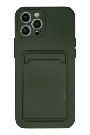 iPhone 12 Pro Max Kılıf Kelvin Kartvizitli Silikon - Koyu Yeşil-(5796)