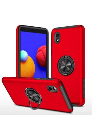 Samsung Galaxy A01 Core Kılıf Elit Yüzüklü Kapak - Kırmızı-(5796)
