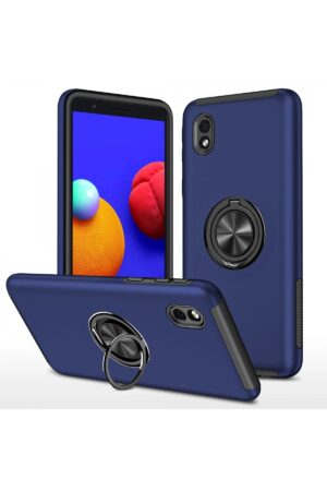 Samsung Galaxy A01 Core Kılıf Elit Yüzüklü Kapak - Lacivert-(5796)