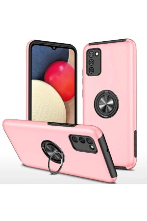 Samsung Galaxy A02S Kılıf Elit Yüzüklü Kapak - Pembe-(5796)