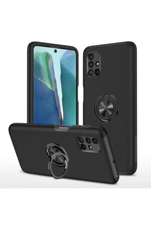 Samsung Galaxy M51 Kılıf Elit Yüzüklü Kapak - Siyah-(5796)