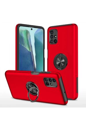 Samsung Galaxy M51 Kılıf Elit Yüzüklü Kapak - Kırmızı-(5796)
