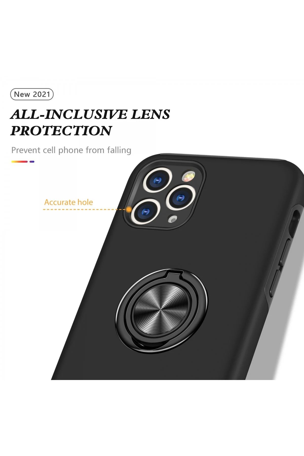 iPhone 11 Pro Max Kılıf Elit Yüzüklü Kapak - Siyah-(5796) - Görsel 4