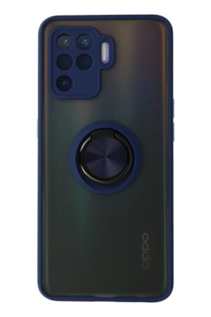 Oppo Reno 5 Lite Kılıf Montreal Yüzüklü Silikon Kapak - Lacivert-(5796)