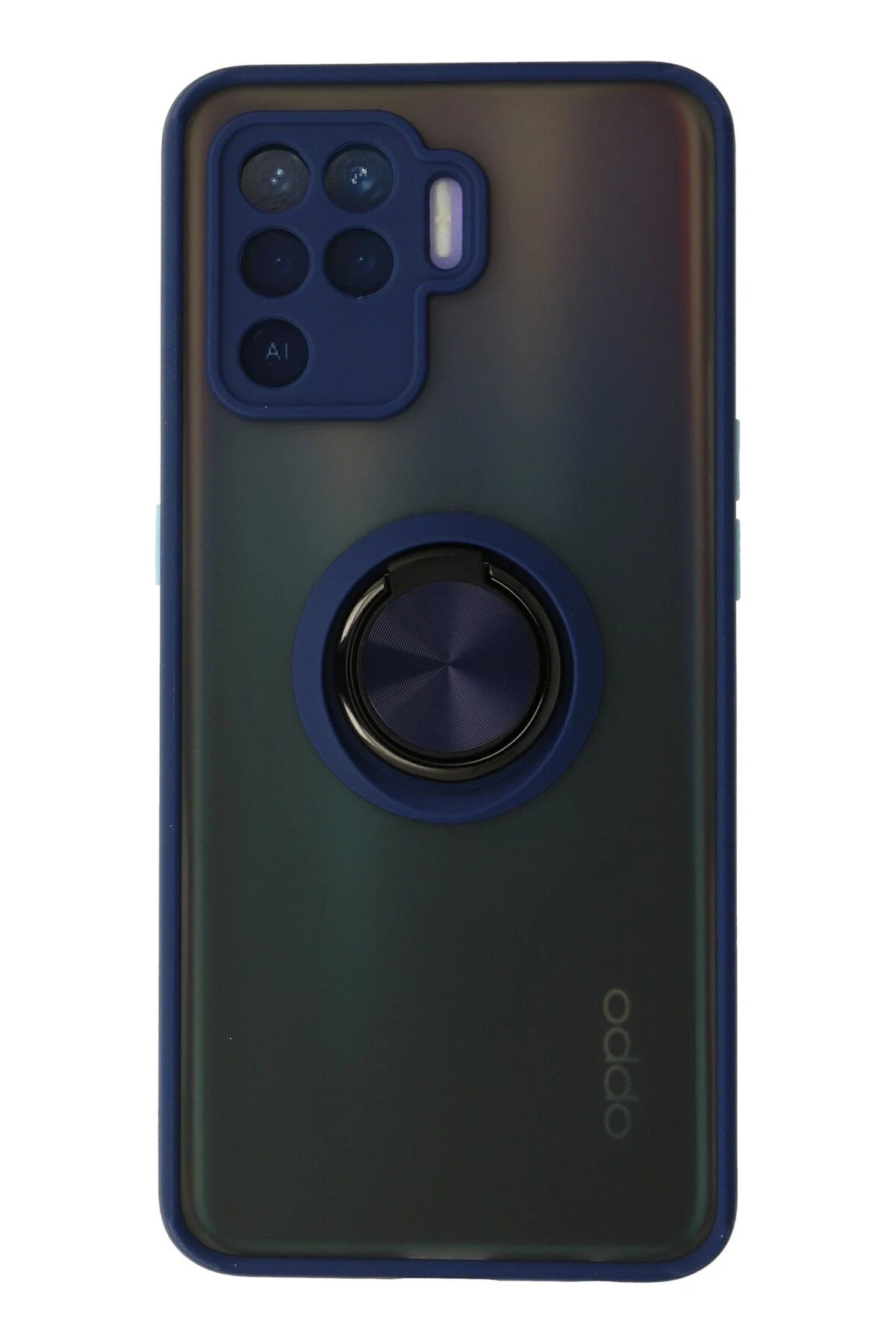 Oppo Reno 5 Lite Kılıf Montreal Yüzüklü Silikon Kapak - Lacivert-(5796)