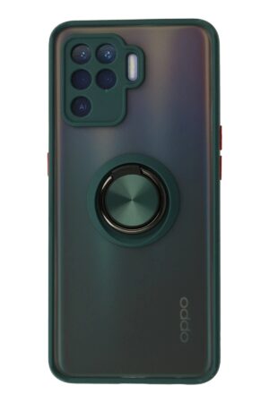 Oppo Reno 5 Lite Kılıf Montreal Yüzüklü Silikon Kapak - Yeşil-(5796)