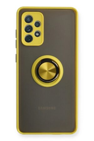Samsung Galaxy A72 Kılıf Montreal Yüzüklü Silikon Kapak - Sarı-(5796)