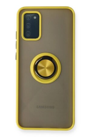Samsung Galaxy A02S Kılıf Montreal Yüzüklü Silikon Kapak - Sarı-(5796)