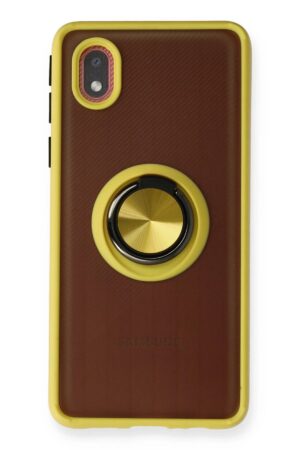 Samsung Galaxy A01 Core Kılıf Montreal Yüzüklü Silikon Kapak - Sarı-(5796)