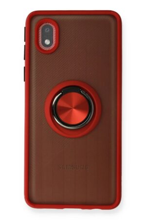 Samsung Galaxy A01 Core Kılıf Montreal Yüzüklü Silikon Kapak - Kırmızı-(5796)