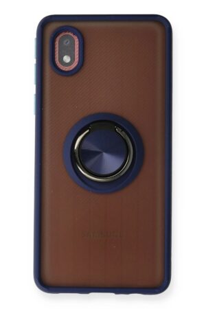 Samsung Galaxy A01 Core Kılıf Montreal Yüzüklü Silikon Kapak - Lacivert-(5796)