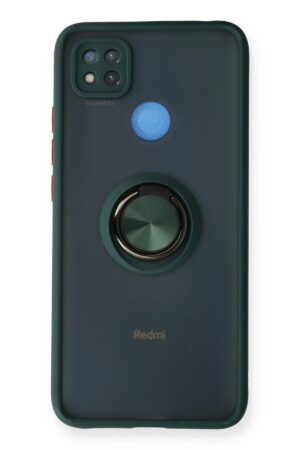 Xiaomi Redmi 9C Kılıf Montreal Yüzüklü Silikon Kapak - Yeşil-(5796)