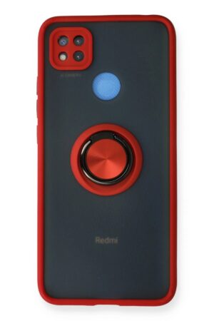 Xiaomi Redmi 9C Kılıf Montreal Yüzüklü Silikon Kapak - Kırmızı-(5796)