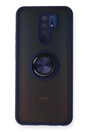 Xiaomi Redmi 9 Kılıf Montreal Yüzüklü Silikon Kapak - Lacivert-(5796)