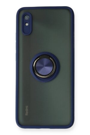 Xiaomi Redmi 9A Kılıf Montreal Yüzüklü Silikon Kapak - Lacivert-(5796)