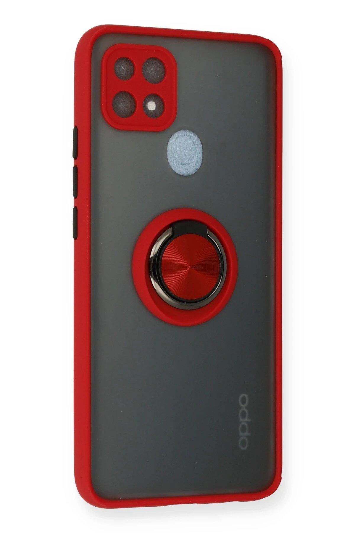 Oppo A15 Kılıf Montreal Yüzüklü Silikon Kapak - Kırmızı-(5796) - Görsel 2