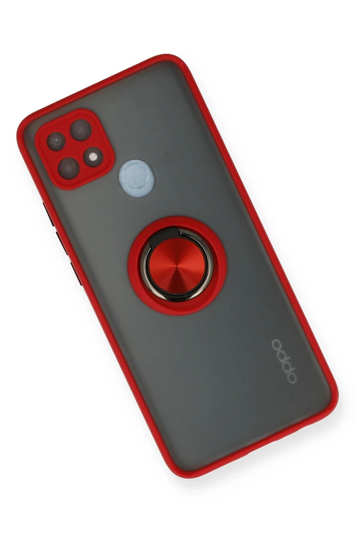 Oppo A15 Kılıf Montreal Yüzüklü Silikon Kapak - Kırmızı-(5796) - Görsel 3