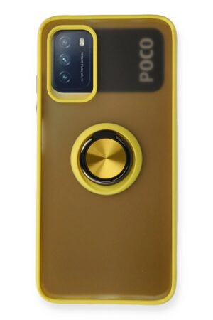 Xiaomi Redmi 9T Kılıf Montreal Yüzüklü Silikon Kapak - Sarı-(5796)