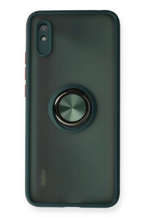 Xiaomi Redmi 9A Kılıf Montreal Yüzüklü Silikon Kapak - Yeşil-(5796)