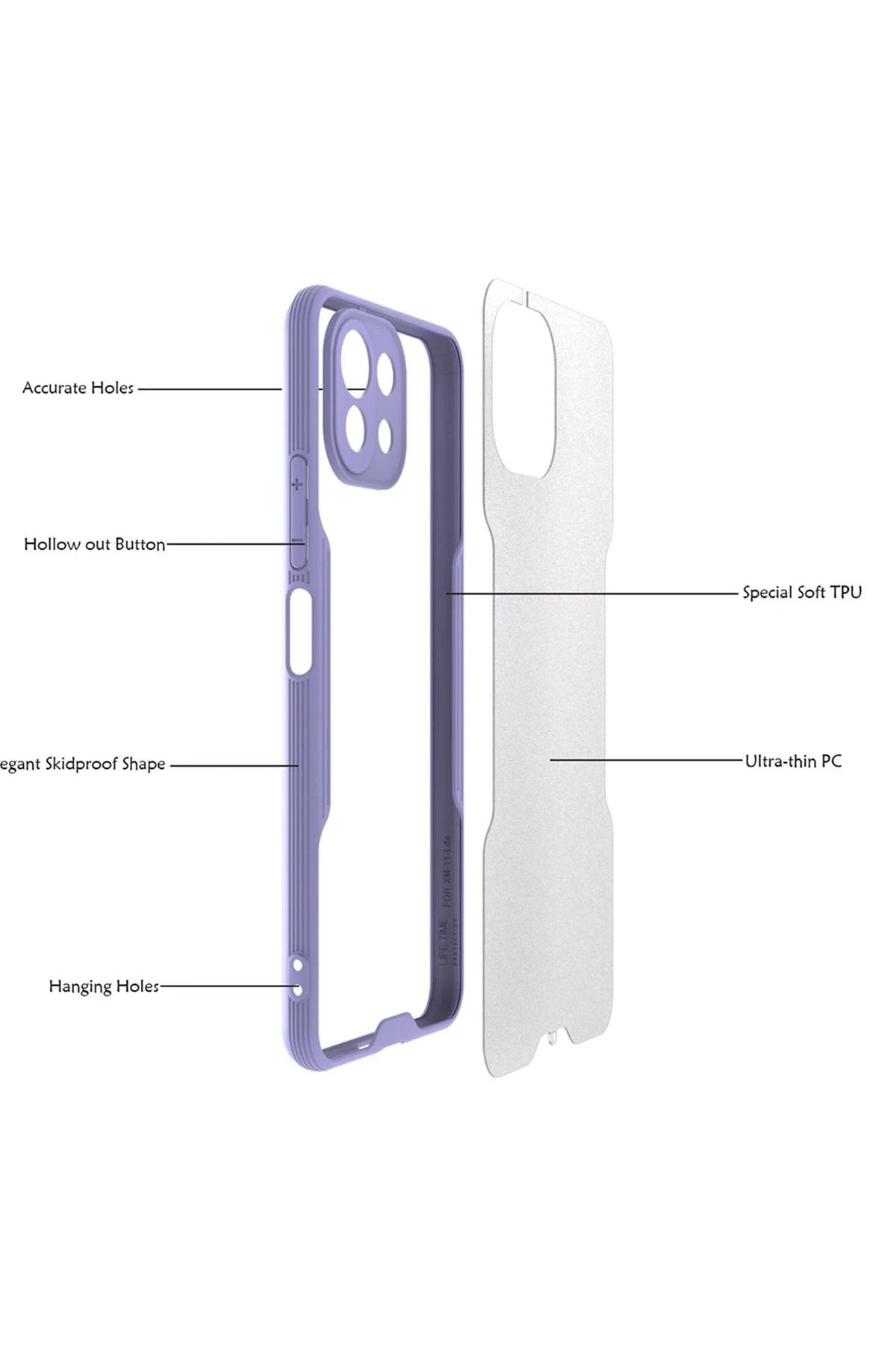 Xiaomi Mİ 11 Lite Kılıf Platin Silikon - Lila-(5796) - Görsel 2